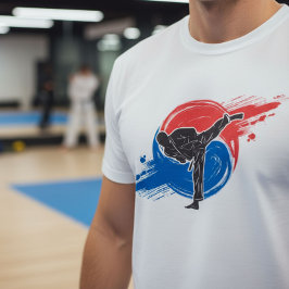 Taekwondo Kick with Korean Taegeuk Brushstroke T-Shirt