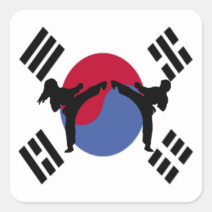 Taekwondo-Kickerrechteckaufkleber Quadratischer Aufkleber