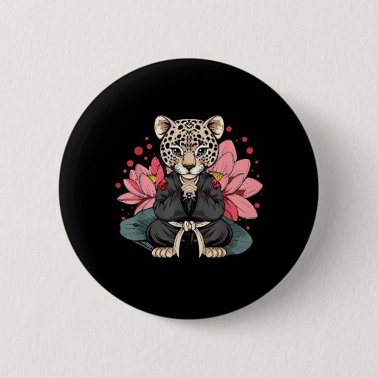 Taekwondo Leopard Kickboxen Animall Jiu-Jitsu Button (Vorderseite)