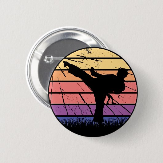 Taekwondo Martial Art Master Black Belt Design Button (Vorne & Hinten)