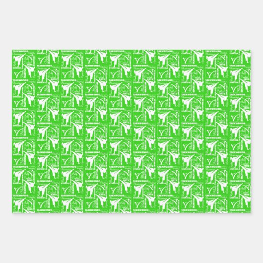 Taekwondo Niedlich Red Green Silver White Girly Geschenkpapier Set (Vorderseite 3)