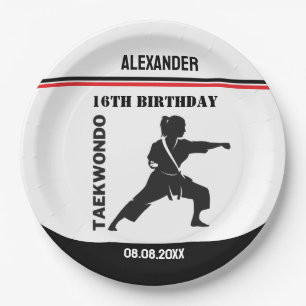 Taekwondo Player, Geburtstagsgeschenk, Team Karate Pappteller