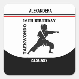Taekwondo Player, Geburtstagsgeschenk, Team Karate Quadratischer Aufkleber
