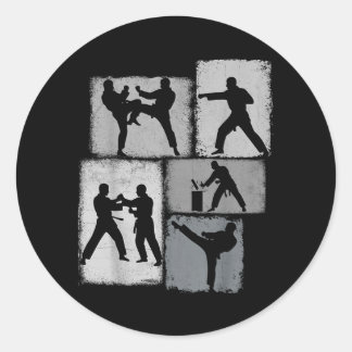 Taekwondo-Praktiker Collage Männer Kinder Trainer Runder Aufkleber