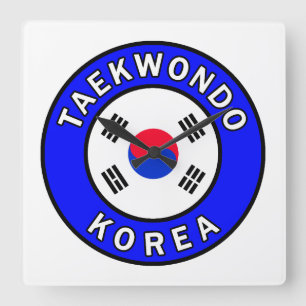 Taekwondo Quadratische Wanduhr