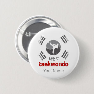 Taekwondo Retro Korea Flagge Kampfsport Vintage Button