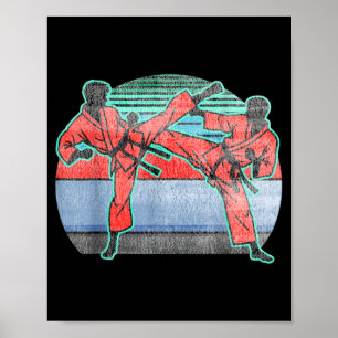 Taekwondo Retro Sonnenuntergang Cooler Kicker Dist Poster
