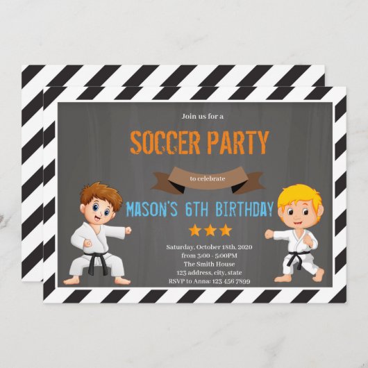 Taekwondo Schwarzgürtel-Thema Einladung (Vorne/Hinten)