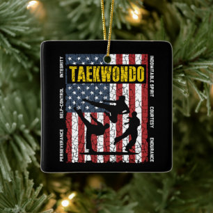 Taekwondo Self Control Flag Keramikornament