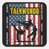 Taekwondo Self Control Flag Quadratischer Aufkleber (Vorderseite)