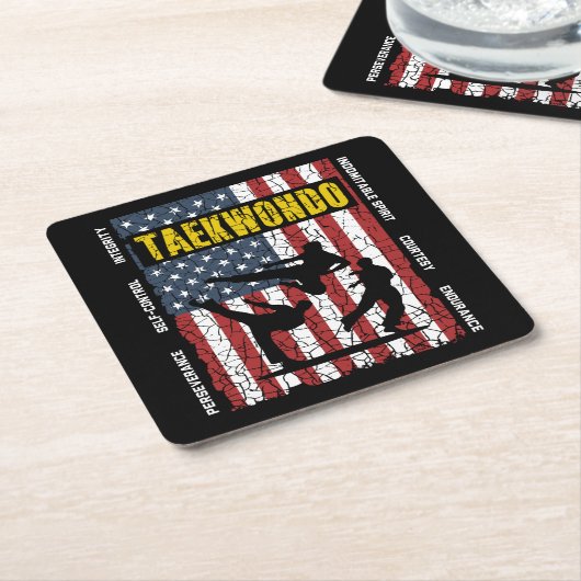 Taekwondo Self Control Flag Rechteckiger Pappuntersetzer (angewinkelt)