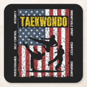 Taekwondo Self Control Flag Rechteckiger Pappuntersetzer (Vorderseite)