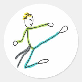 Taekwondo Stickman Runder Aufkleber