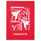 Taekwondo Terminologie für Kampfkunst Klemmbrett (Rückseite)