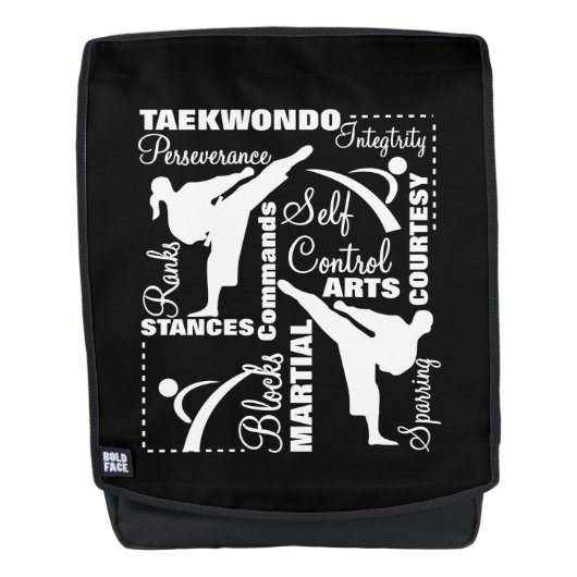 Taekwondo Terminologie für Kampfkunst Rucksack (Vorderseite)