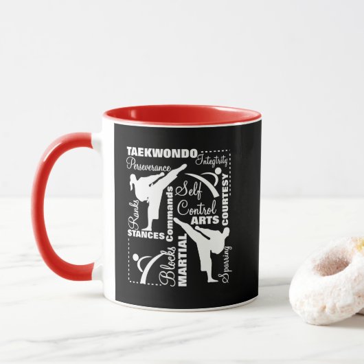 Taekwondo Terminologie für Kampfkunst Tasse (Mit Donut)