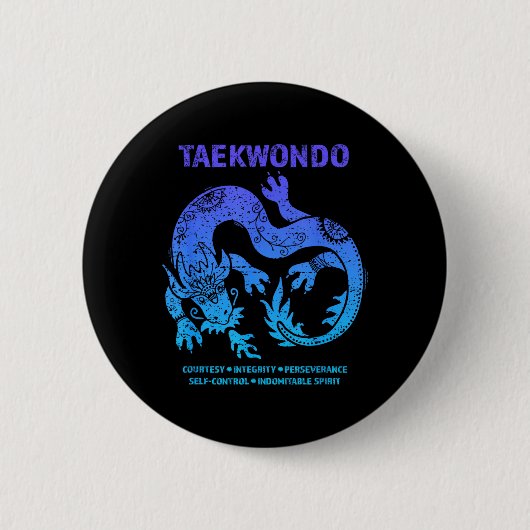 Taekwondo TKD Tae Kwon Do Drachen Kunst Kampfsport Button (Vorderseite)