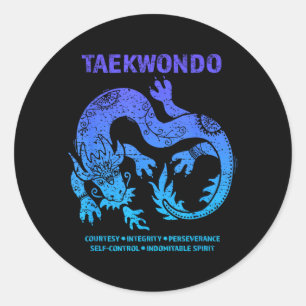 Taekwondo TKD Tae Kwon Do Drachen Kunst Kampfsport Runder Aufkleber