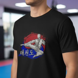 Taekwondo-Tritt mit koreanischer Flagge Tinten-Kun T-Shirt