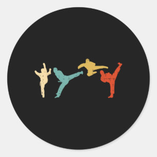 Taekwondo Tritte Retro Koreanische Kampfsportarten Runder Aufkleber