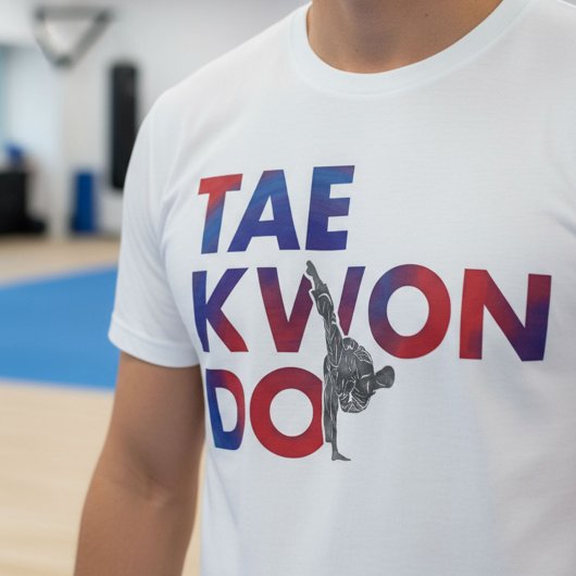 Taekwondo Typography Design High Kick Silhouette T-Shirt