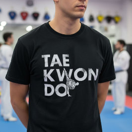 Taekwondo Typography Design in White Watercolor T-Shirt