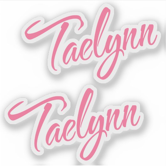 Taelynn Name pink cursive x2 Aufkleber (Vorderseite)