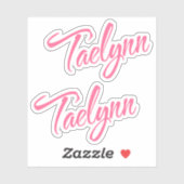 Taelynn Name pink cursive x2 Aufkleber (Blatt)