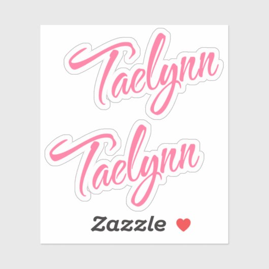 Taelynn Name pink cursive x2 Aufkleber (Blatt)