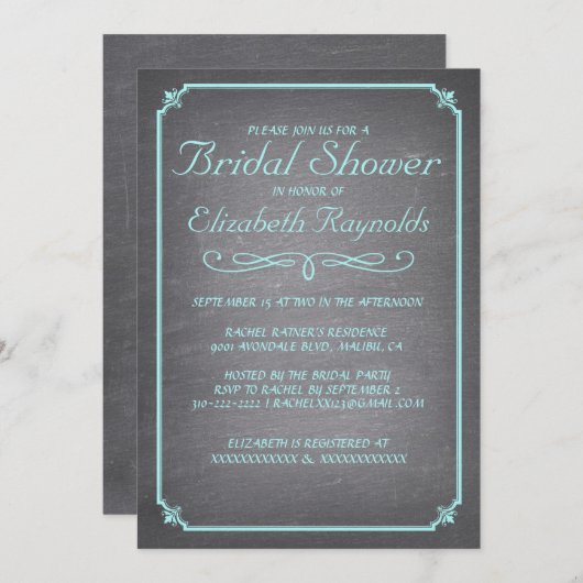 Tafel-aquamarine u. silberne einladung (Vorne/Hinten)