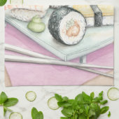 Tafel aus Sushi mit Chopsticks Küchentuch (Gefaltet)