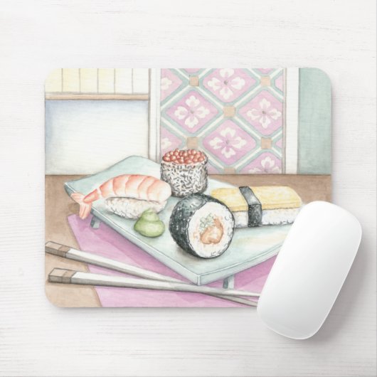 Tafel aus Sushi mit Chopsticks Mousepad (Mit Mouse)