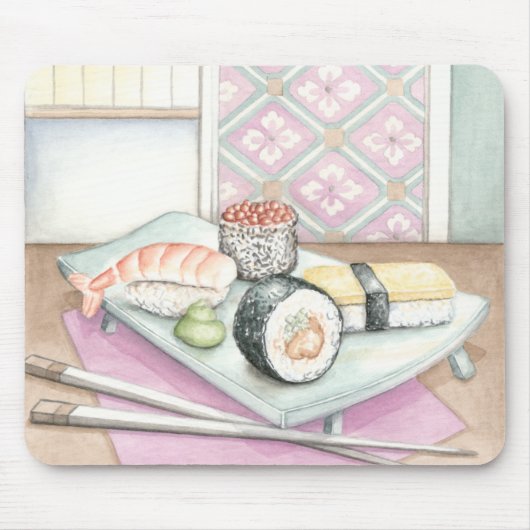 Tafel aus Sushi mit Chopsticks Mousepad (Vorne)