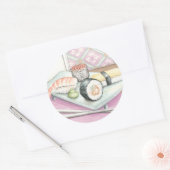 Tafel aus Sushi mit Chopsticks Runder Aufkleber (Umschlag)