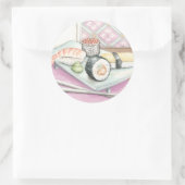 Tafel aus Sushi mit Chopsticks Runder Aufkleber (Tasche)