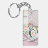 Tafel aus Sushi mit Chopsticks Schlüsselanhänger (Vorderseite links)