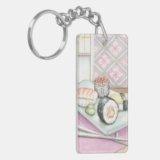 Tafel aus Sushi mit Chopsticks Schlüsselanhänger (Vorderseite links)