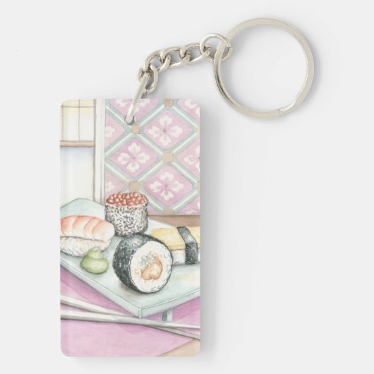 Tafel aus Sushi mit Chopsticks Schlüsselanhänger (Rückseite)