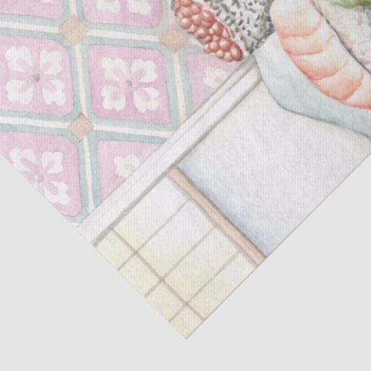 Tafel aus Sushi mit Chopsticks Seidenpapier (Ausschnitt)