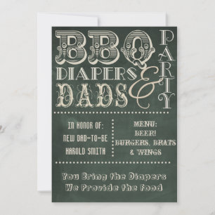 Tafel BBQ Windeln und Väter Baby-Party Einladung