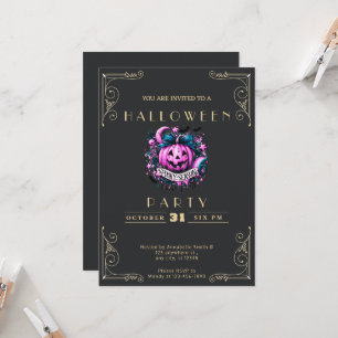 Tafel Black & Gold Gruselzeit Halloween Einladung