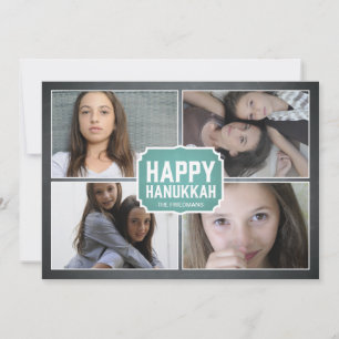 Tafel-blaue gerahmte Chanukka-Foto-Karte Feiertagskarte