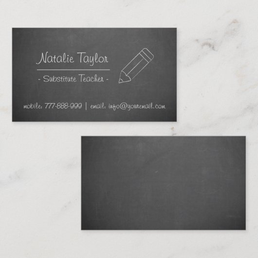 Tafel-Bleistift-Vertretungslehrer-Visitenkarte Visitenkarte (Vorne/Hinten)