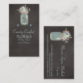 Tafel-Blumen-rustikales Maurer-Glas-modernes Visitenkarte (Vorne/Hinten)