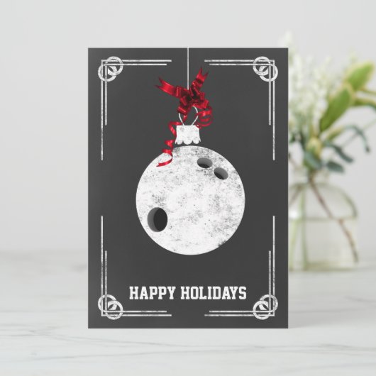 Tafel Bowling Weihnachtskarten Feiertagskarte (Stehend Vorderseite)