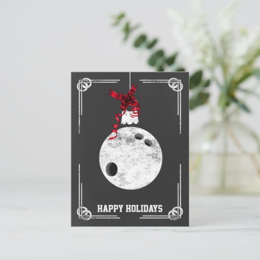 Tafel Bowling Weihnachtskarten Feiertagspostkarte (Stehend Vorderseite)