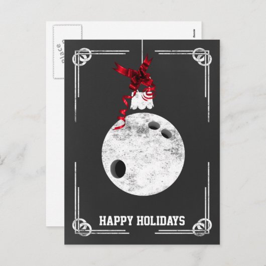 Tafel Bowling Weihnachtskarten Feiertagspostkarte (Vorne/Hinten)