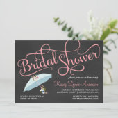 Tafel-Brautparty-Regenschirm-Einladungen Einladung (Stehend Vorderseite)