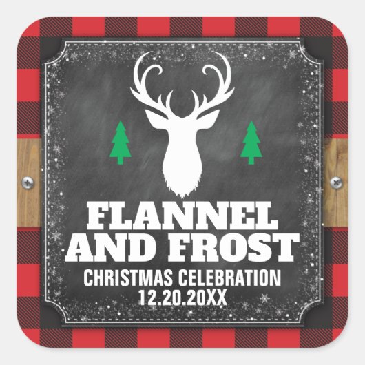 Tafel Buffalo Karierte Flanell und Frost Quadratischer Aufkleber (Vorderseite)