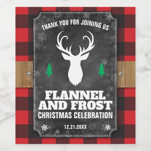 Tafel Buffalo Karierte Flanell und Frost Weinetikett (Einzelnes Label)